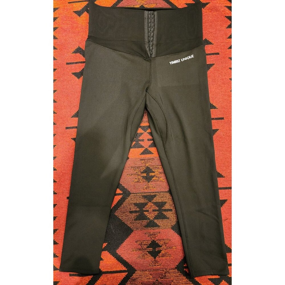 Tummy Control High-Waist Black Leggings With Adjustable Hook Closure XXL